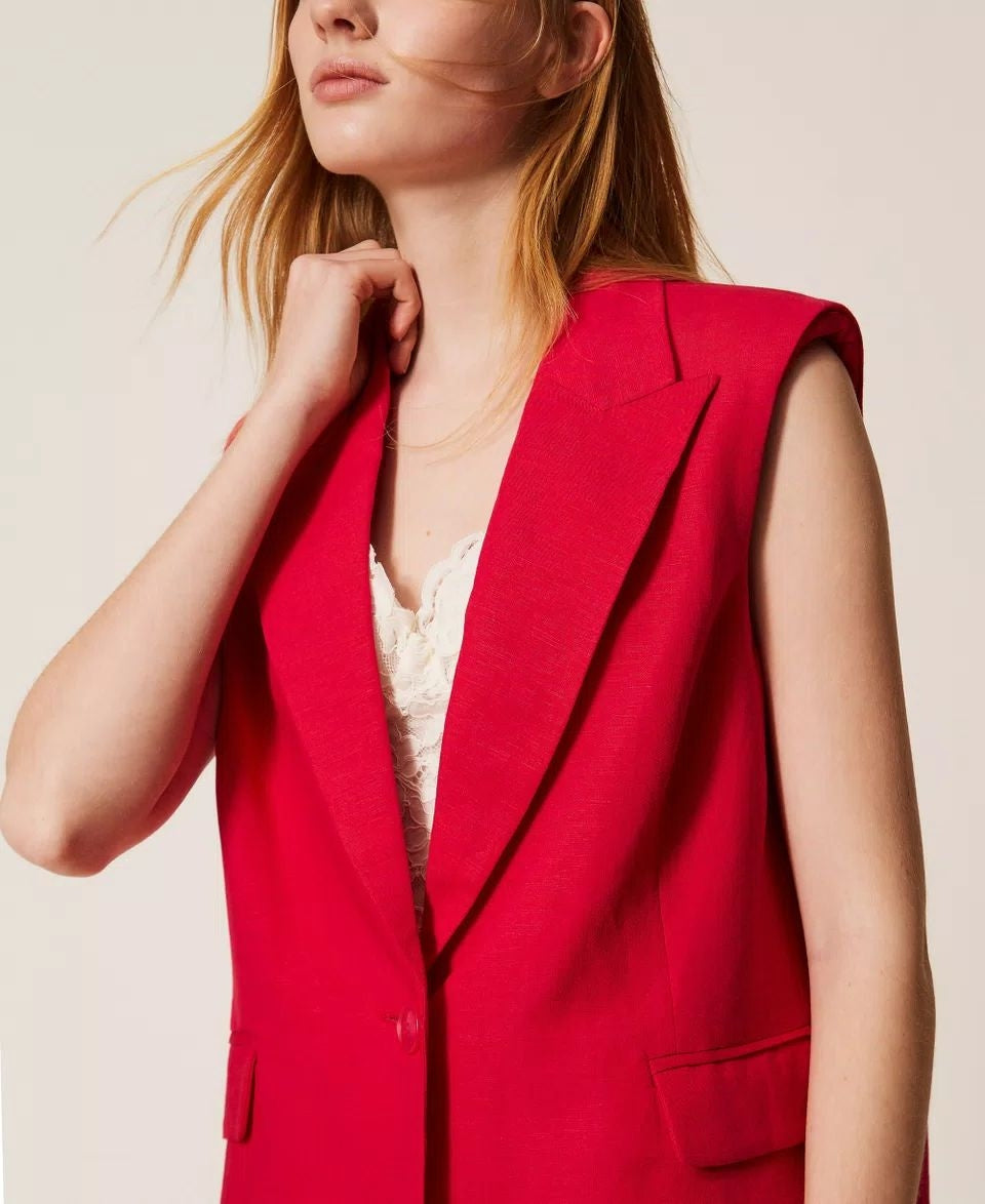 Gilet Twinset Actitude in misto lino donna