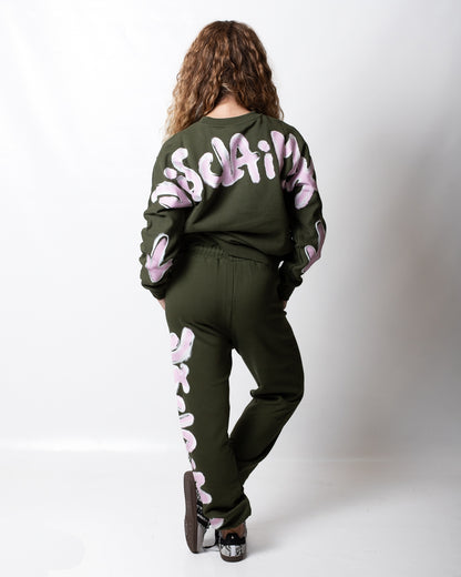 Pantalone Disclaimer in felpa con logo glitterato donna