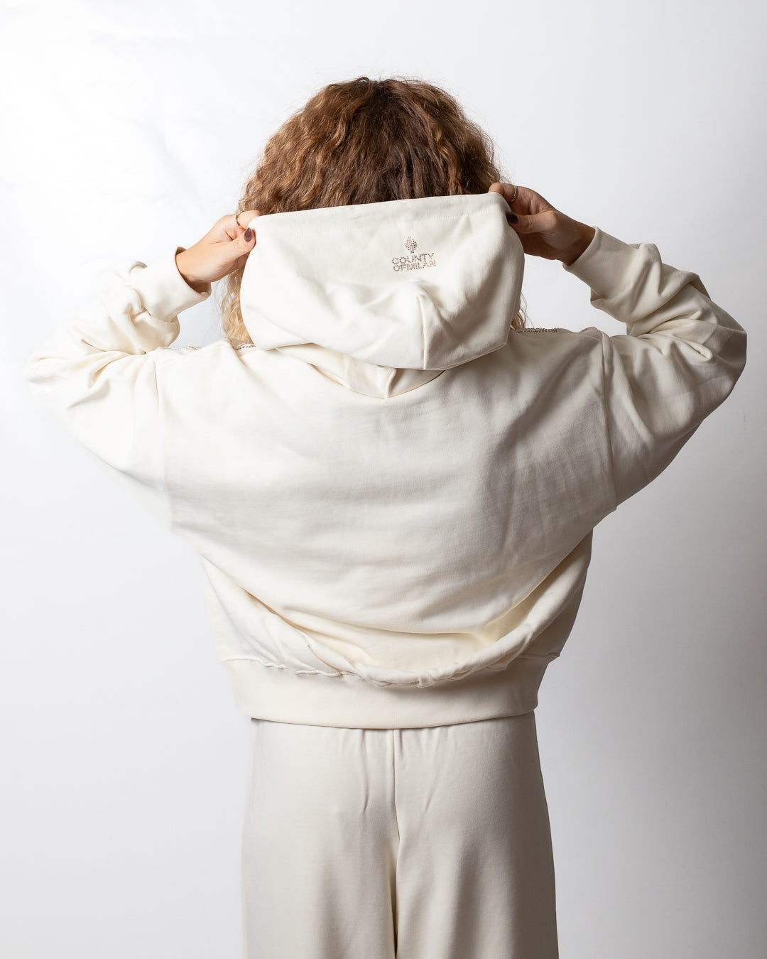 Felpa Marcelo Burlon con cappuccio e strass donna