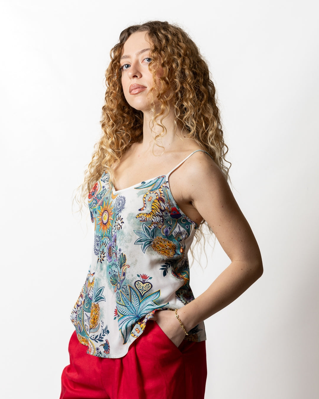 Top Just Cavalli effetto crepe "Tropical Garden" donna