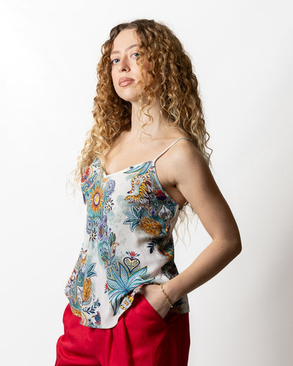 Top Just Cavalli effetto crepe "Tropical Garden" donna