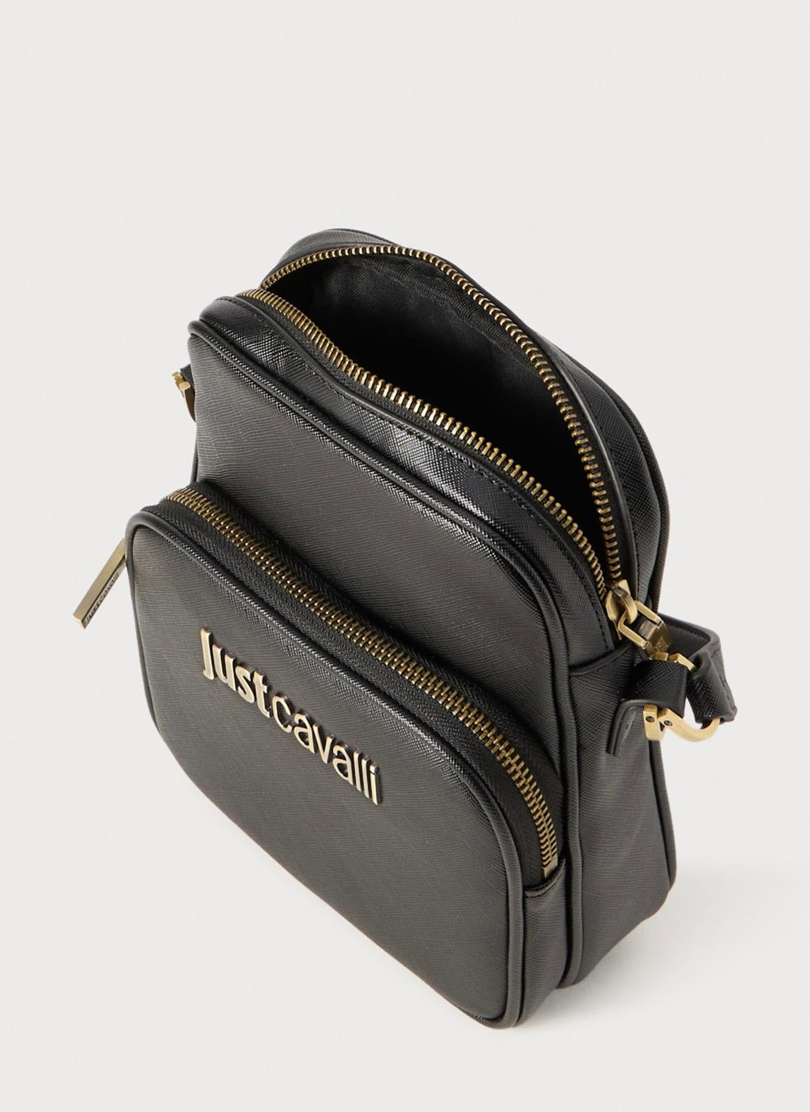 Tracolla Just Cavalli "Metal Lettering" in pelle saffiano uomo