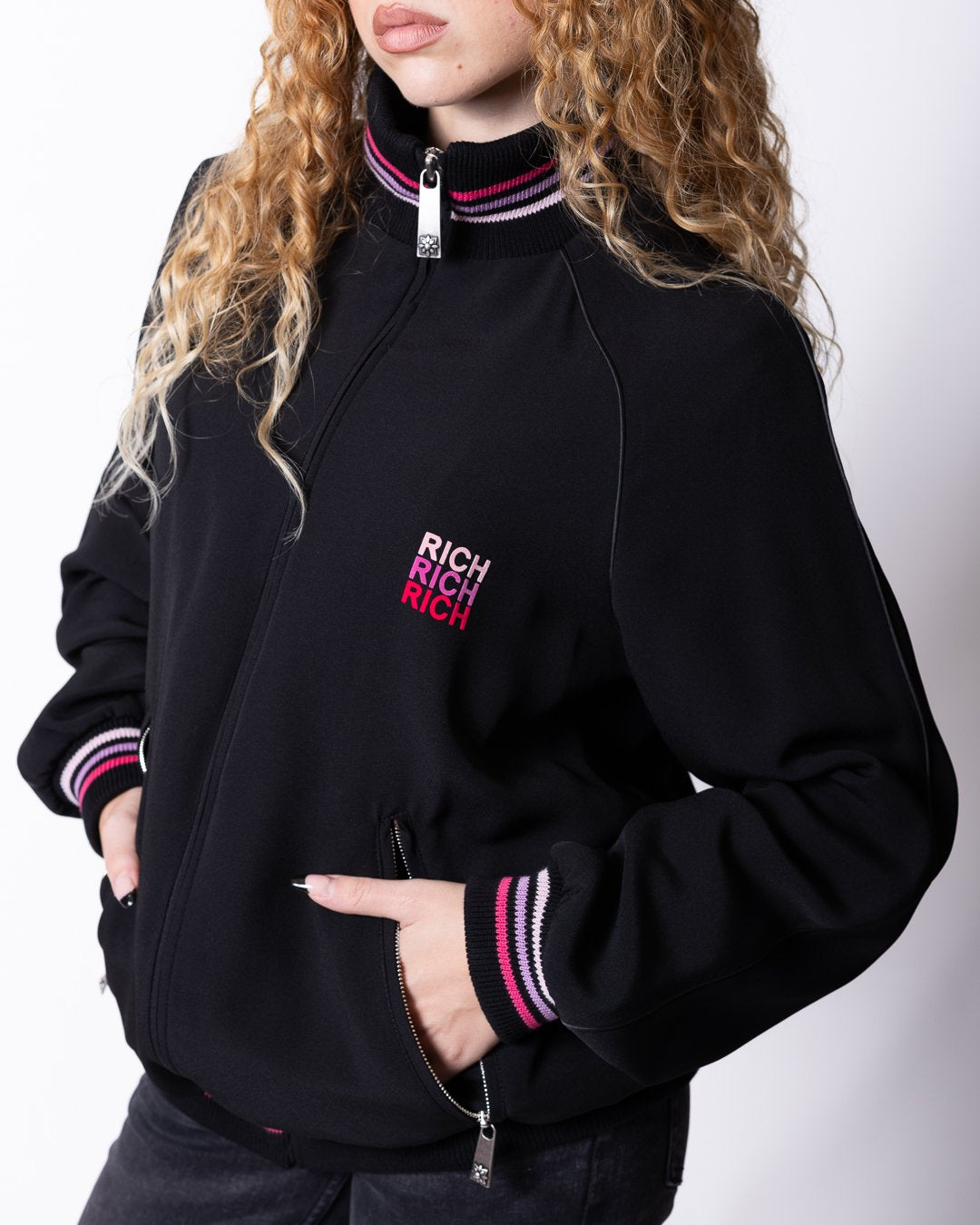 Felpa John Richmond full zip girocollo con logo color full