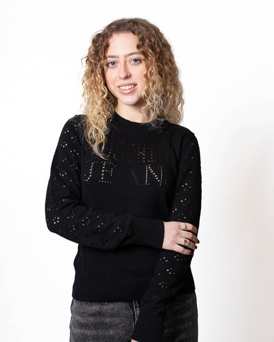 Maglia Moschino Jeans girocollo con dettagli traforati donna