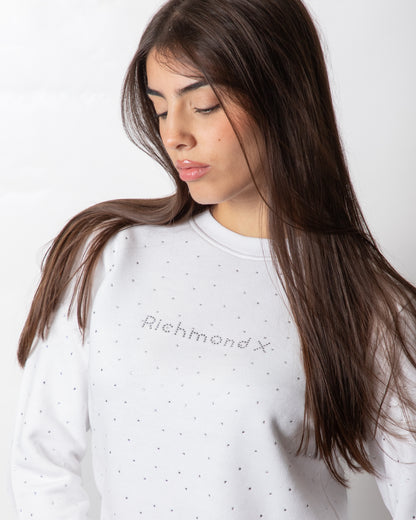 Felpa Richmond X girocollo con strass all-over donna