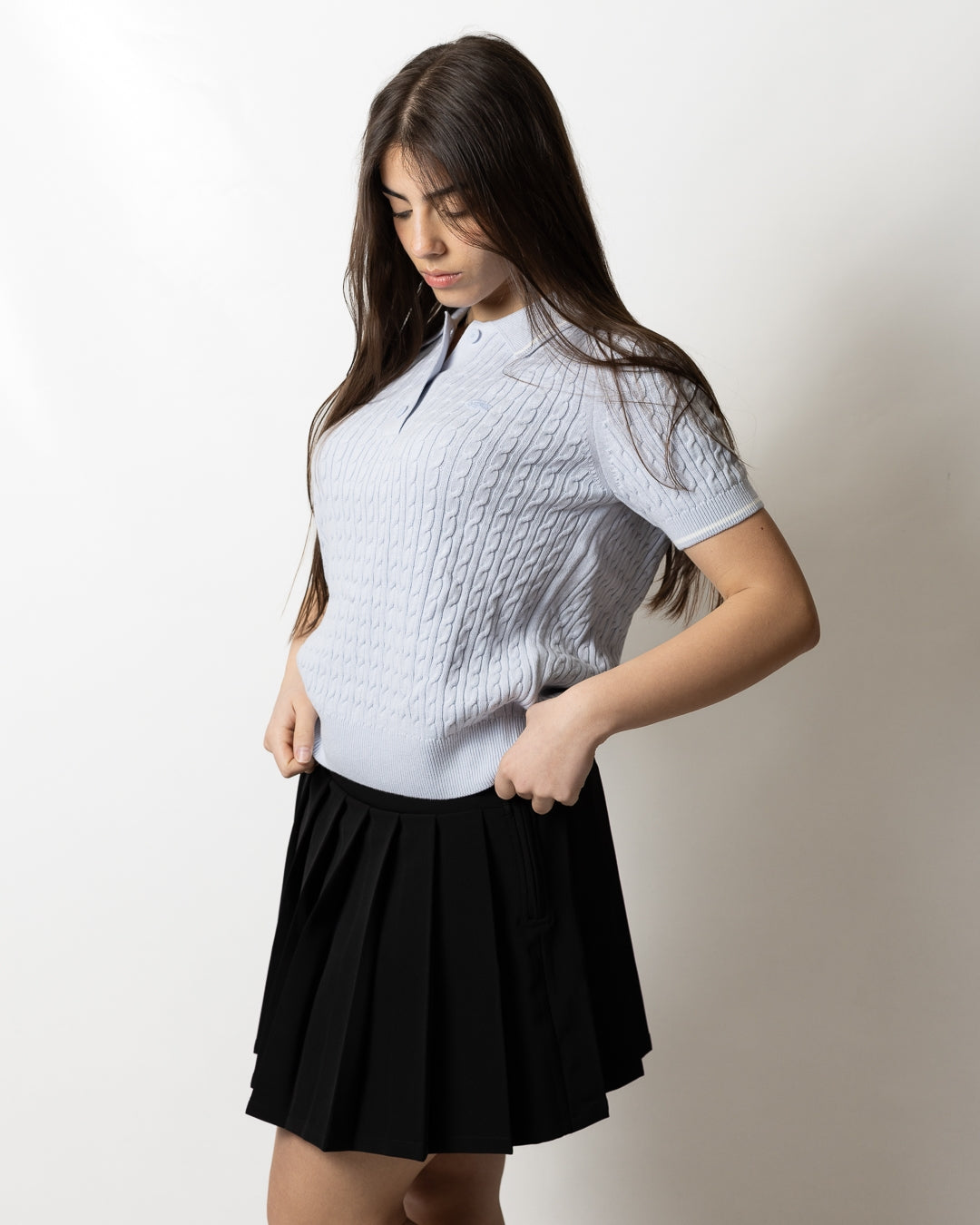Polo Lacoste in maglia ricamata donna