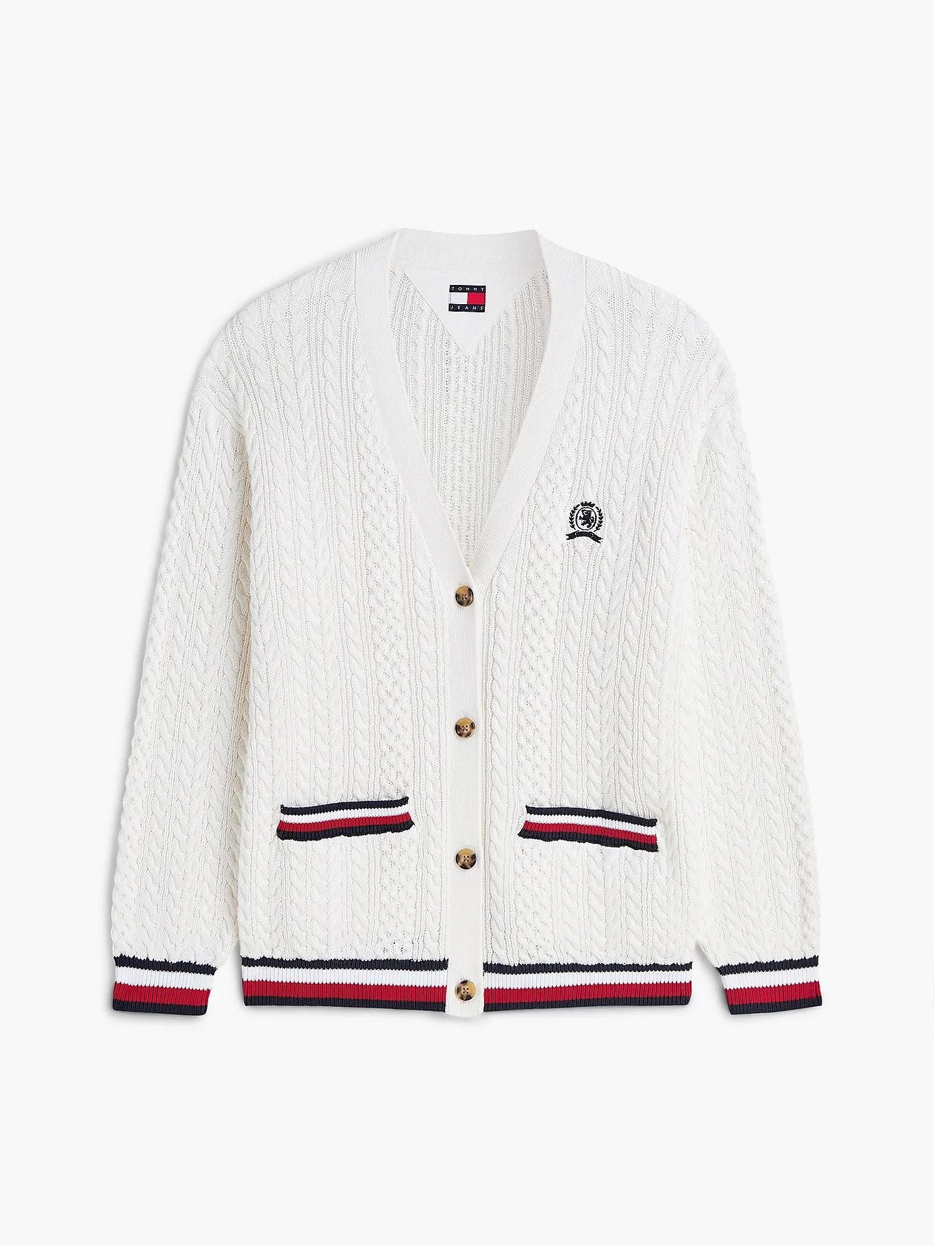Cardigan Tommy Jeans ricamato con bordi a contrasto donna