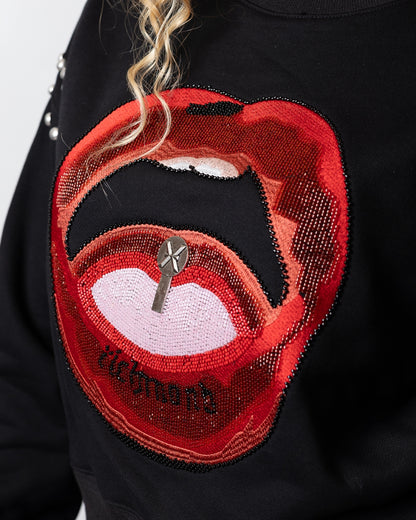 Felpa Richmond X cropped con borchie e perline donna