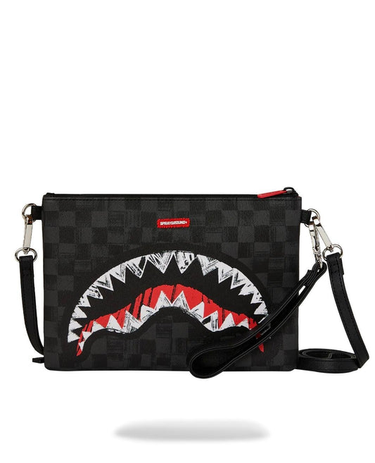 Pochette Sprayground nero "SCRIBBLE SHARK CROSSOVER CLUTCH"