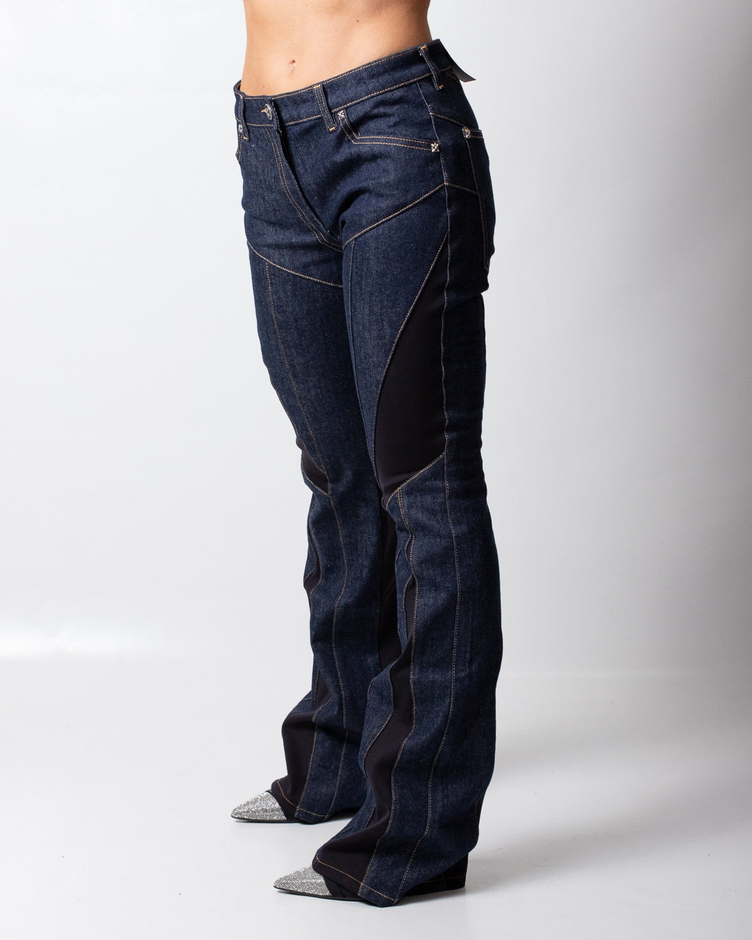 Jeans John Richmond "Bootcut" con dettagli in tech stretch donna
