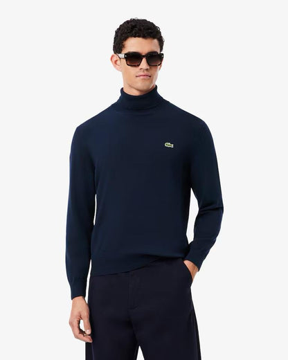 Maglia Lacoste dolcevita con logo ricamato