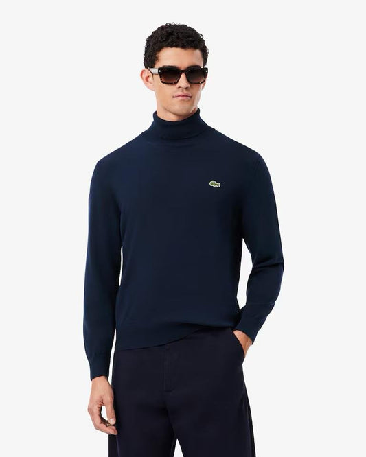 Maglia Lacoste dolcevita con logo ricamato