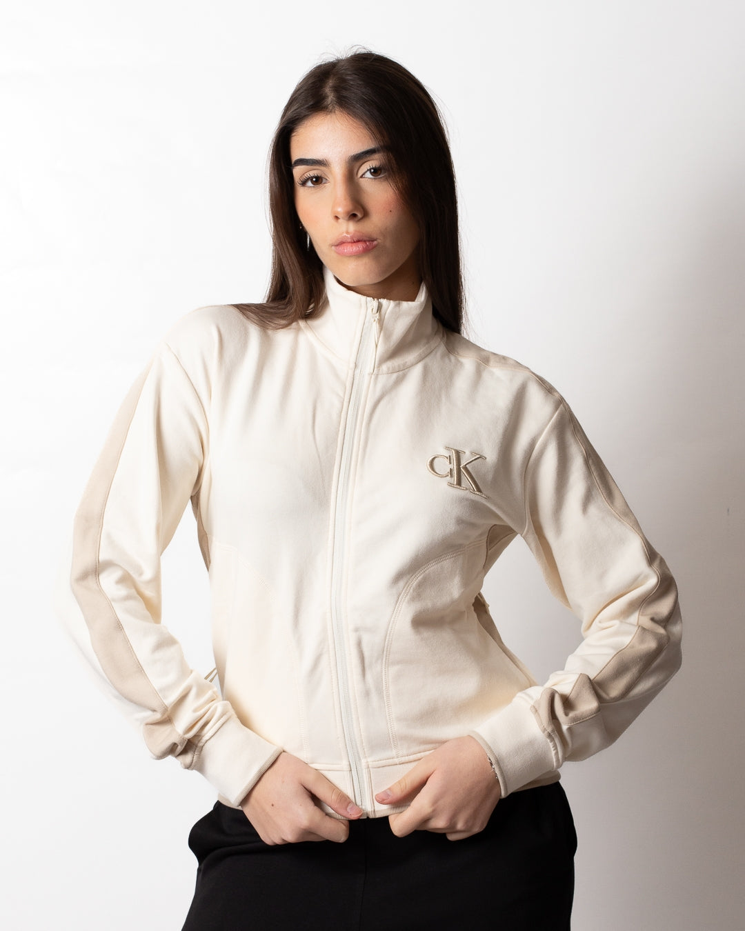 Felpa Calvin Klein fullzip a collo alto donna