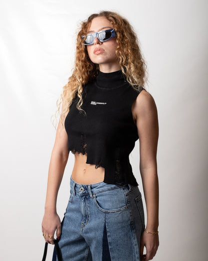 Top Karl Lagerfeld Jeans cropped in maglia donna
