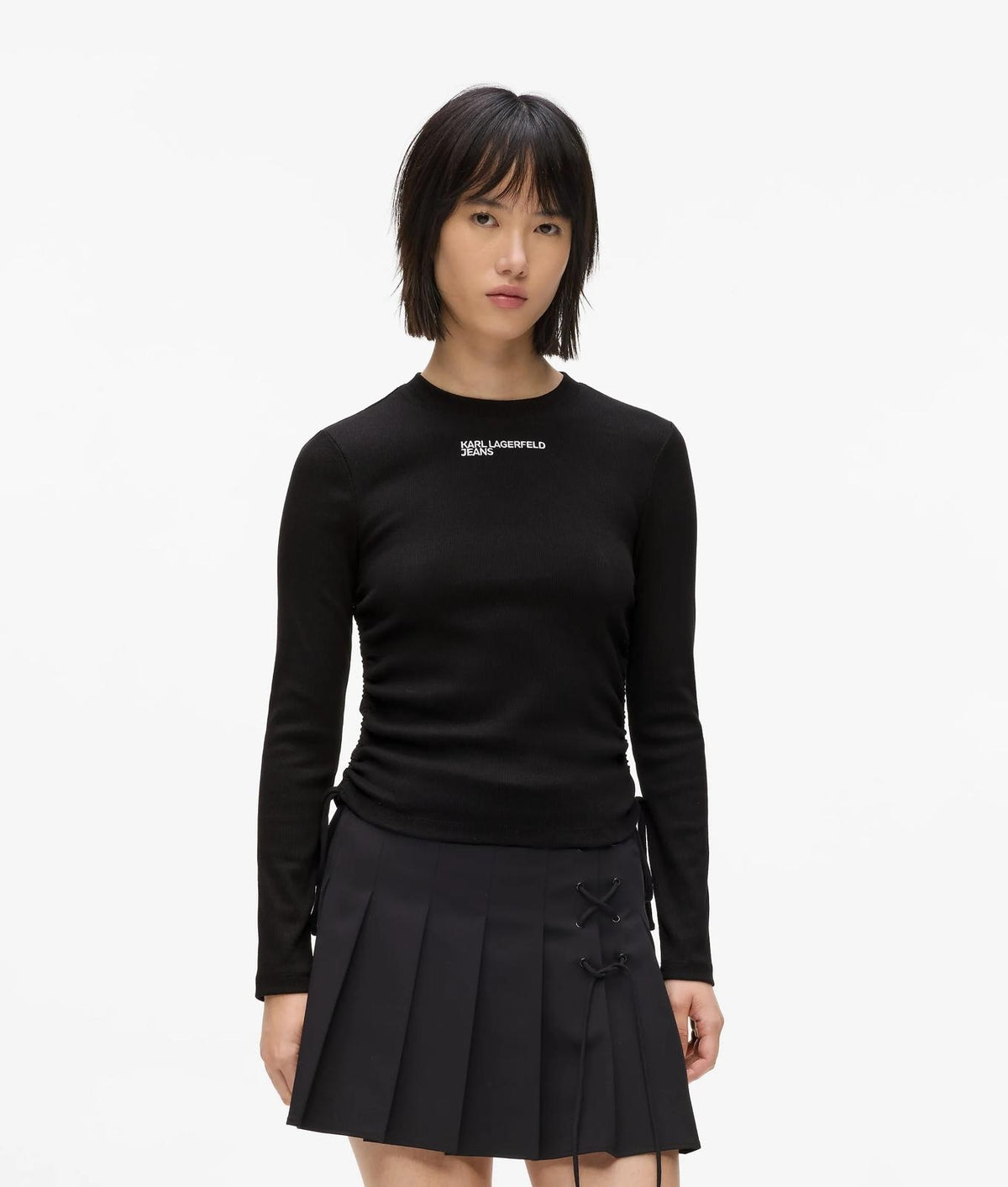 Top Karl Lagerfeld Jeans in costina con laccetti donna