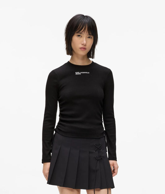 Top Karl Lagerfeld Jeans in costina con laccetti donna