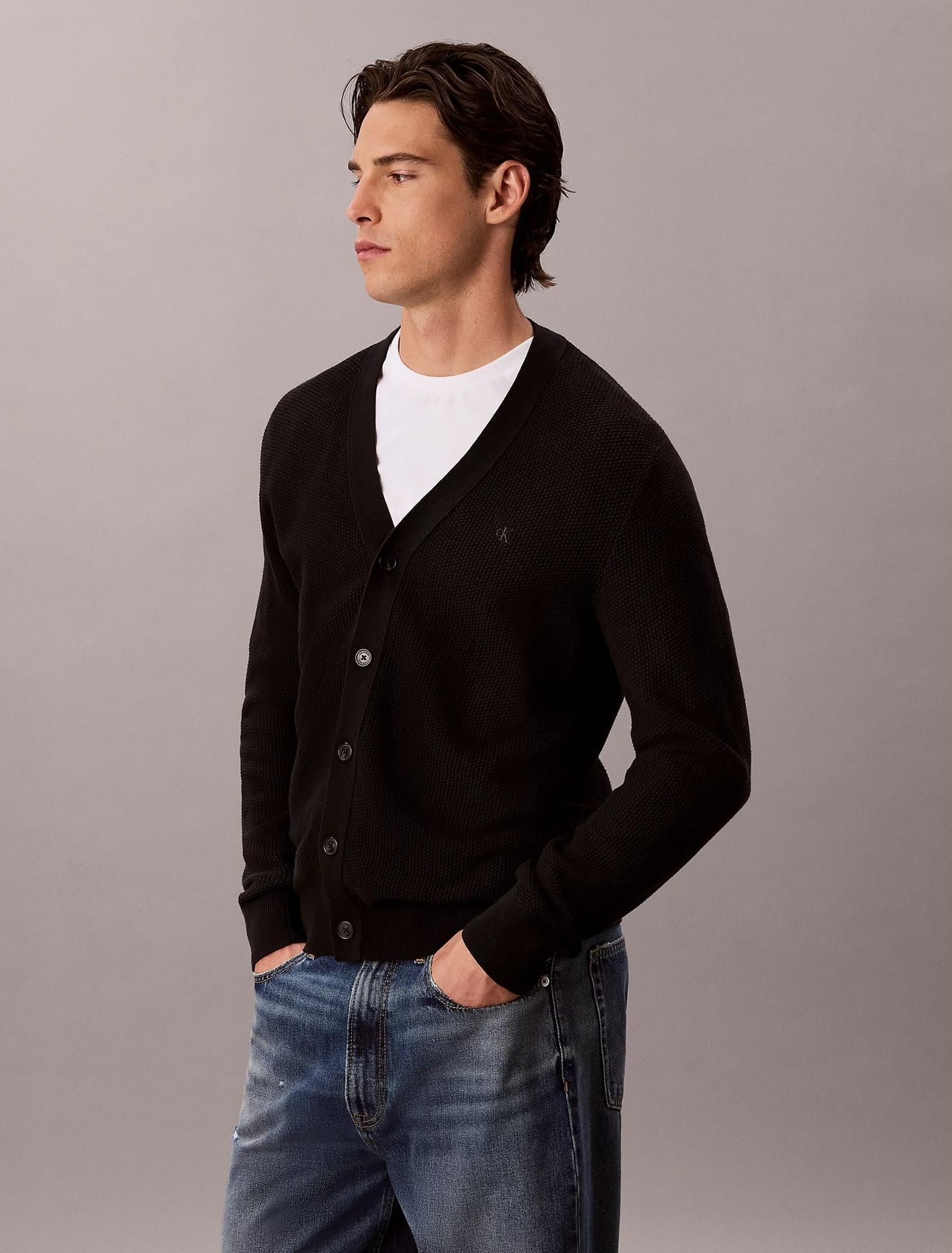 Cardigan Calvin Klein in cotone texturizzato uomo
