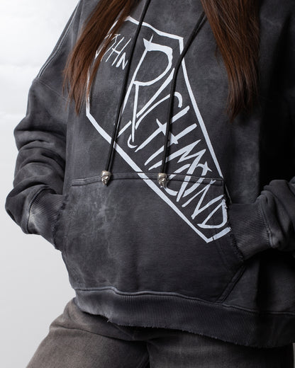 Felpa John Richmond cropped con cappuccio e stampa donna