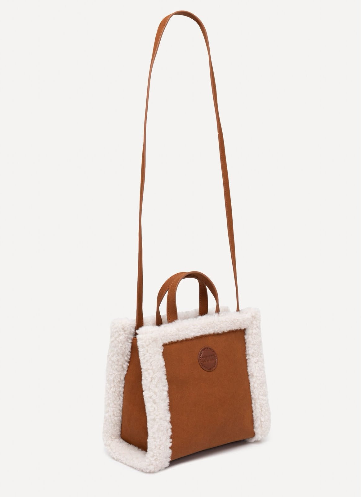 Borsa Colmar tote in pelle con inserti in pelliccia 