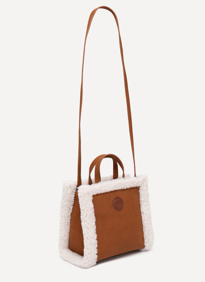 Borsa Colmar tote in pelle con inserti in pelliccia 