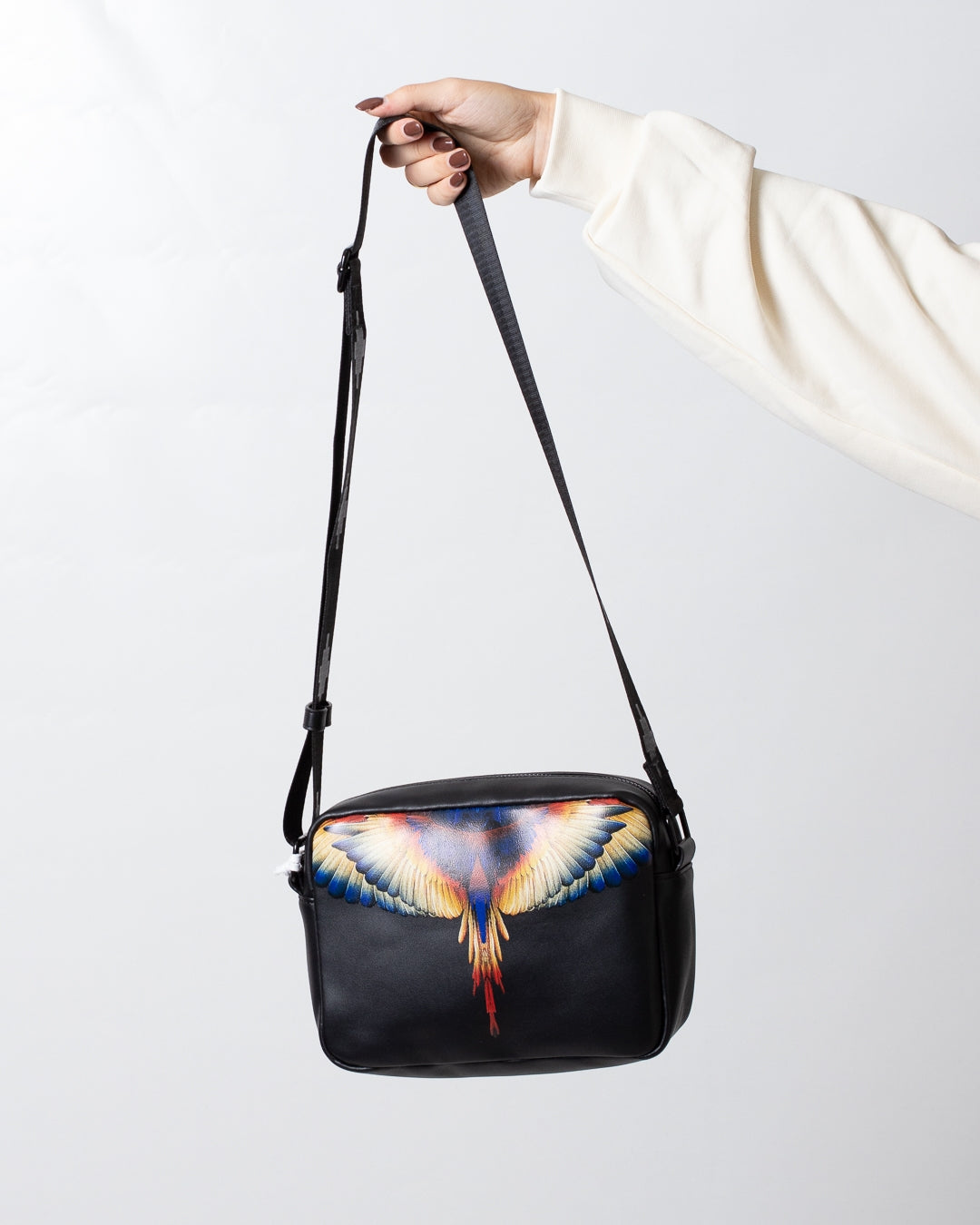 Borsa Marcelo Burlon in ecopelle con tracolla e logo wings colorfull