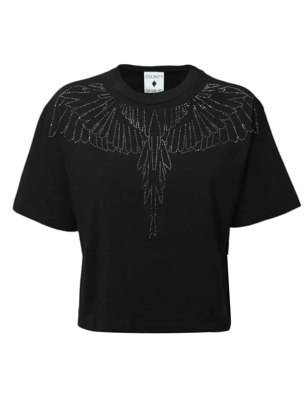 T-Shirt Marcelo Burlon cropped con perline donna