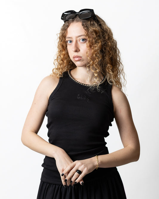 Canotta Richmond X in costina con borchie donna