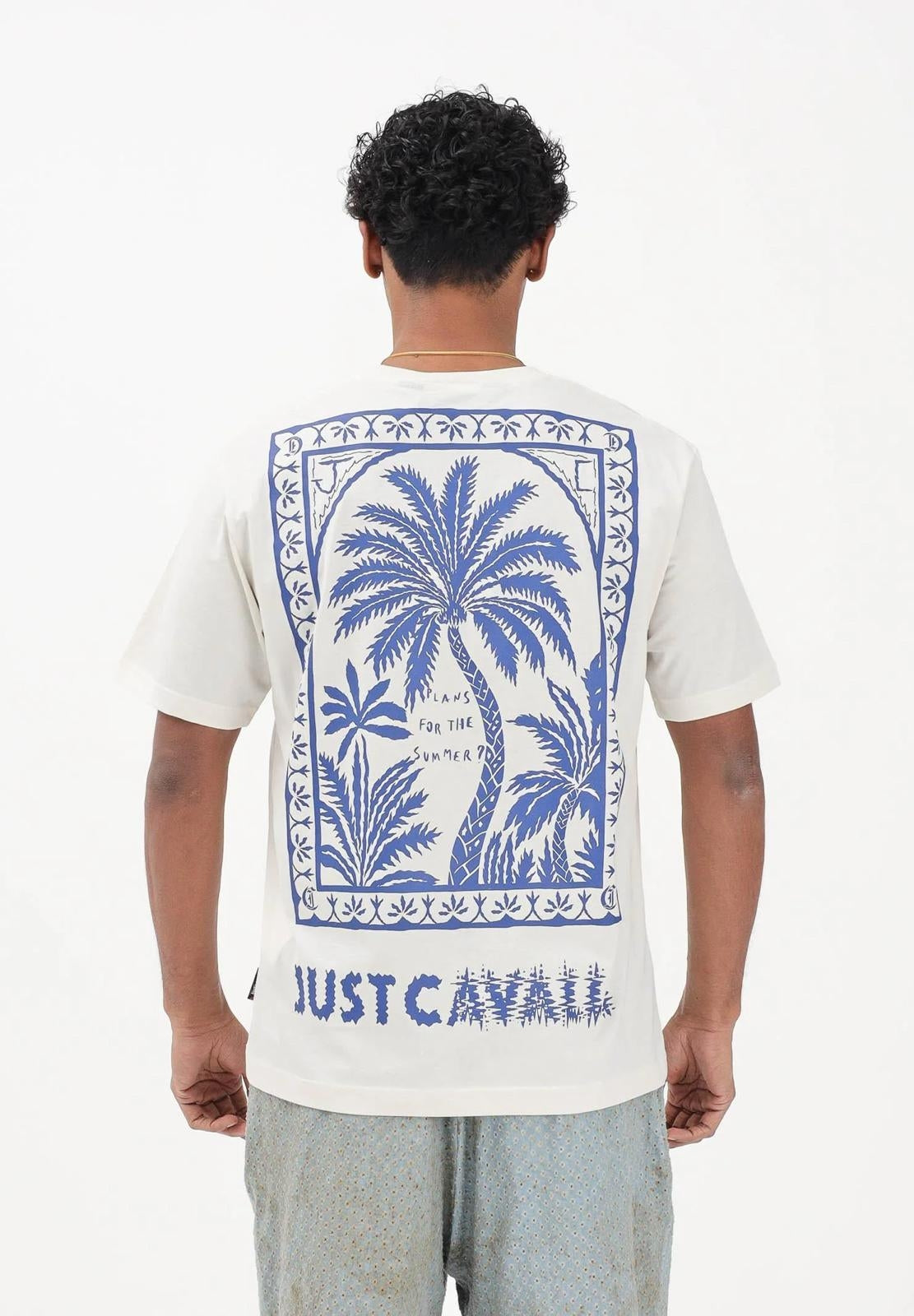 T-Shirt Just Cavalli girocollo con logo "Palm Stamp"  uomo