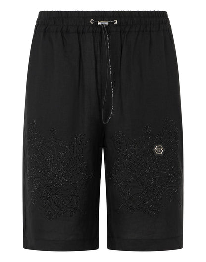 Short Philipp Plein in lino "Strass Tattoo" uomo