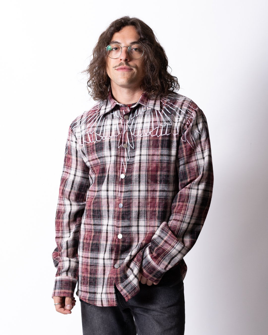 Camicia Marcelo Burlon a quadri in flanella "Icon Wings" uomo