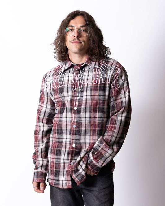 Camicia Marcelo Burlon a quadri in flanella "Icon Wings" uomo