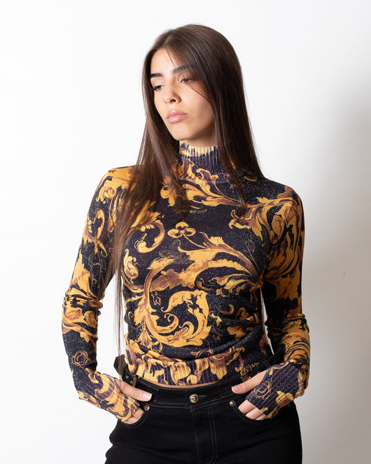 Maglia Versace Jeans Couture lupetto baroque all-over donna