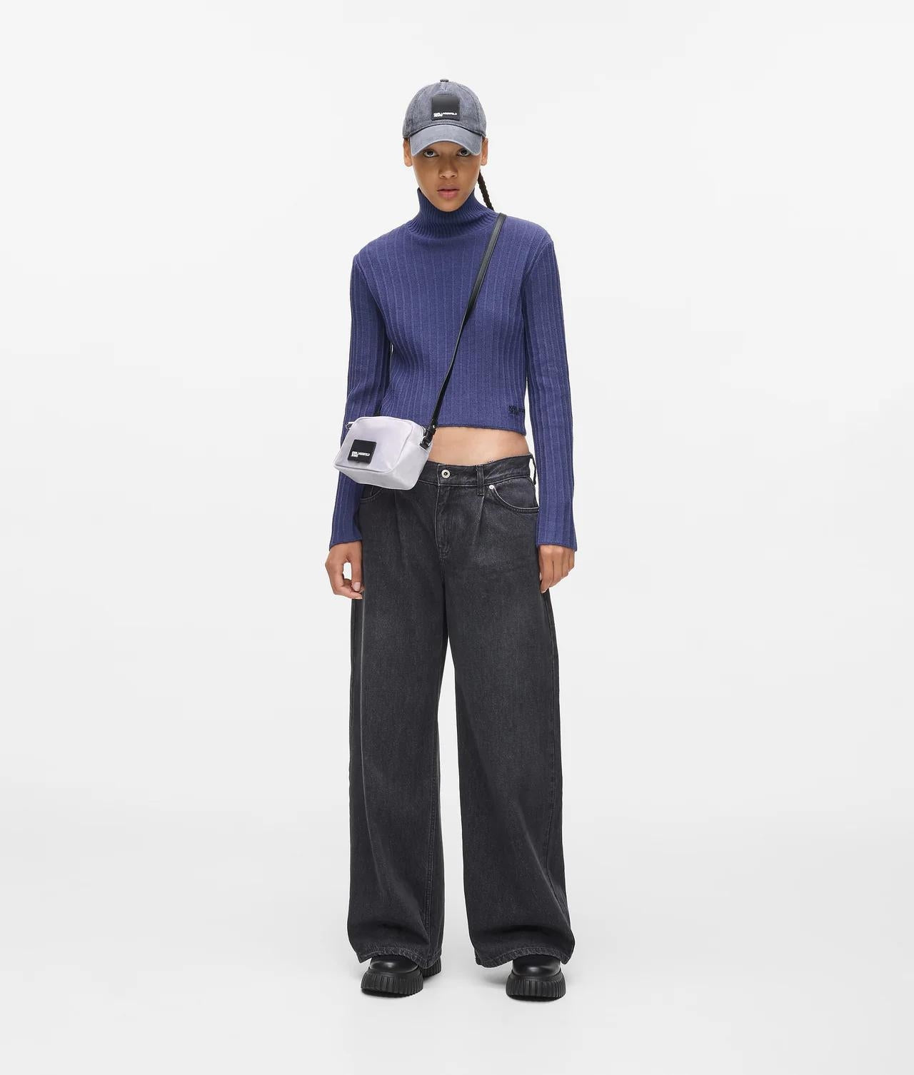 Maglia Karl Lagerfeld Jeans cropped a lupetto donna