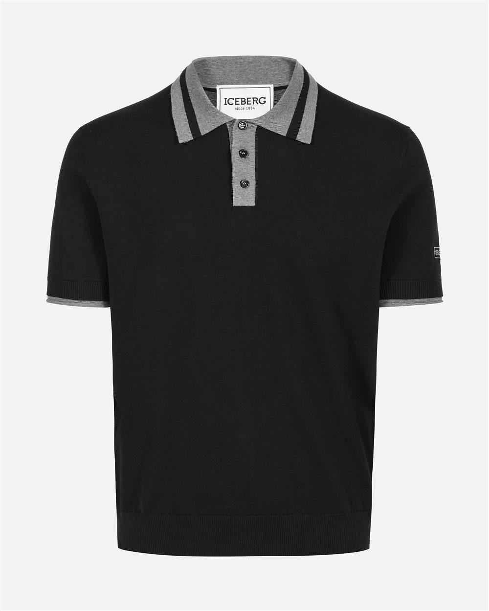 Polo Iceberg in maglia di cotone con colletto a contrasto