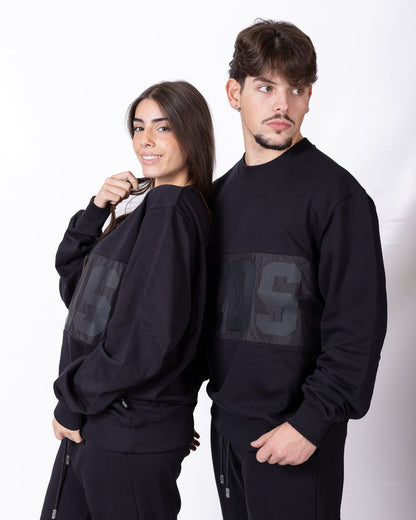 Felpa GCDS mix di tessuti con logo gommato in rilievo