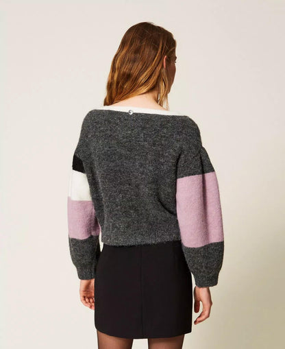 Maglia Twinset Actitude girocollo con gioielli donna