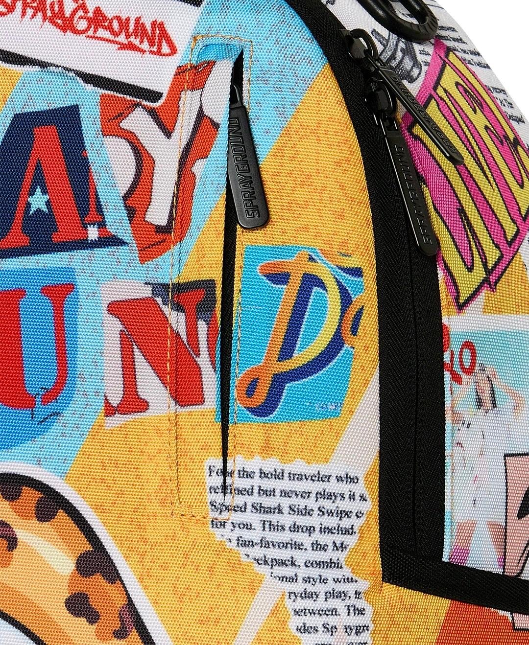 Zaino Sprayground giallo LIPS MAGAZINE COLLAGE BACKPACK 