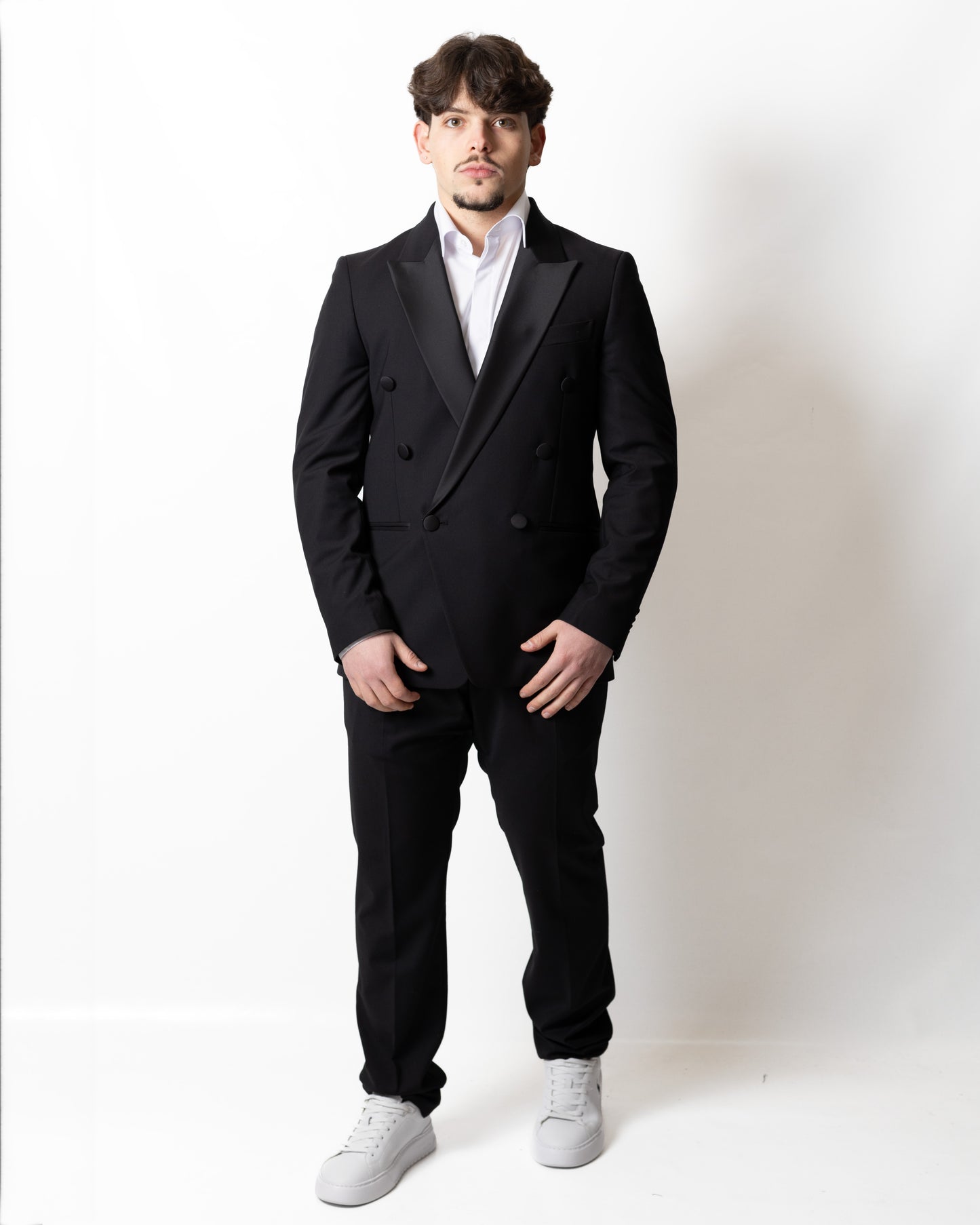 Abito Daniele Alessandrini "Sartoria" doppiopetto con collo satin uomo