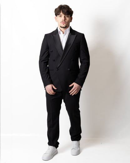Abito Daniele Alessandrini "Sartoria" doppiopetto con collo satin uomo