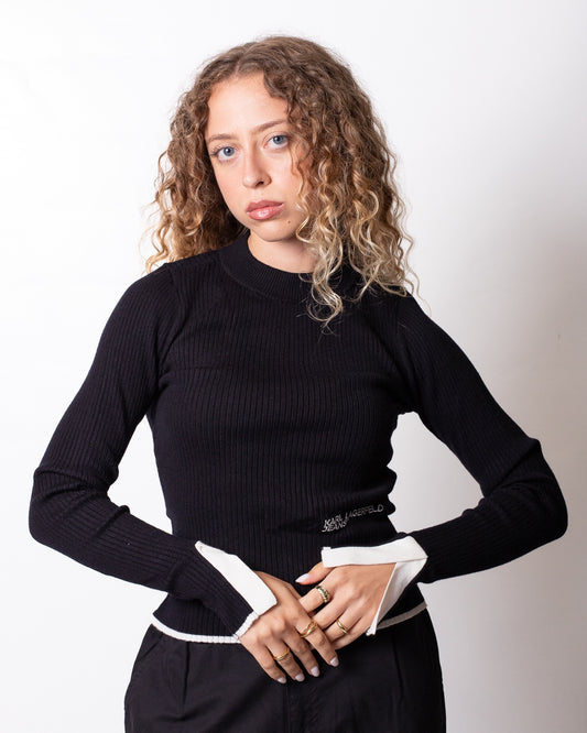 Maglia Karl Lagerfeld Jeans girocollo in costina donna