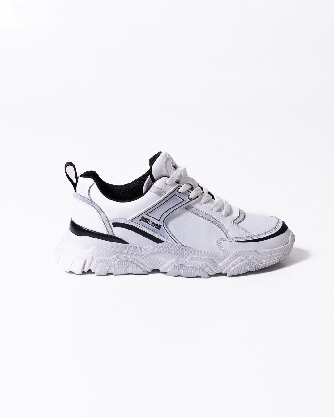 Sneakers Just Cavalli in pelle con logo e dettagli a contrasto