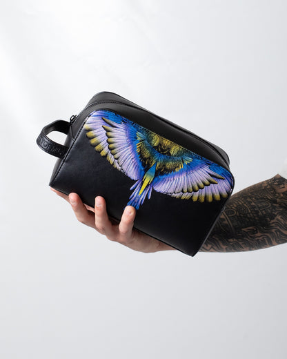 Pochette Marcelo Burlon beauty in ecopelle con logo wings colorfull