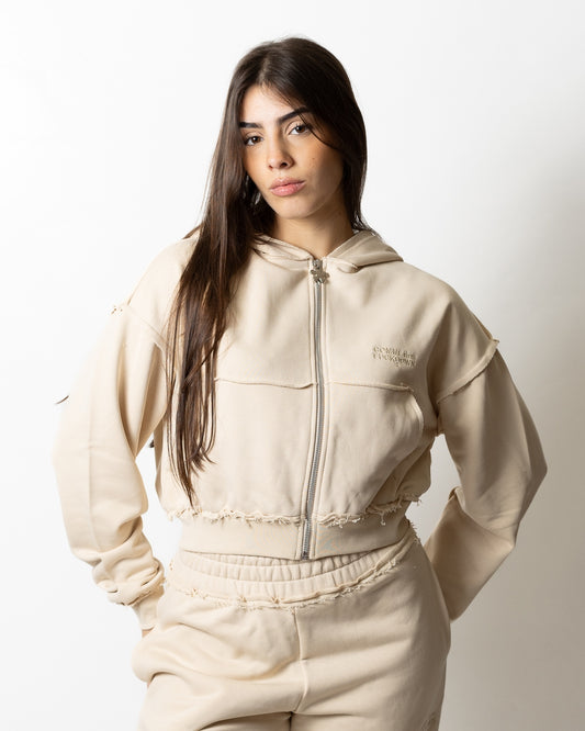 Felpa Comme des Fuckdown fullzip con cuciture a taglio vivo donna