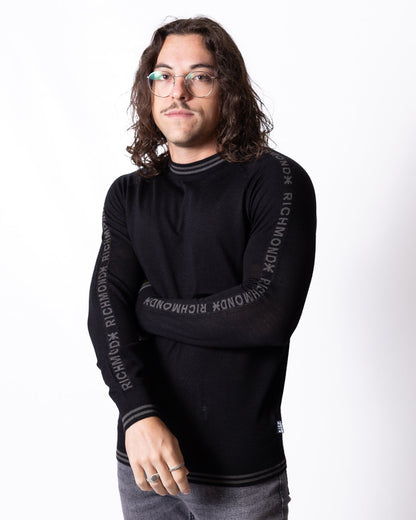 Maglia Richmond X in lana merino con logo a contrasto