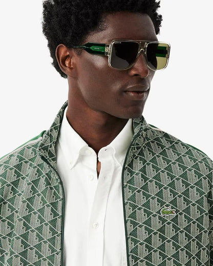 Felpa Lacoste con zip logata allover uomo