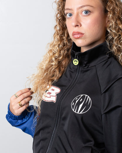 Felpa Barrow fullzip in nylon con patch donna