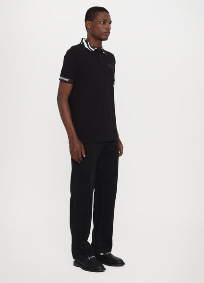 Polo Versace Jeans Couture in pique con logo sul petto e colletto fantasia uomo