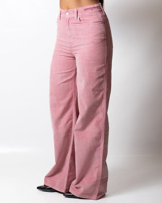 Pantalone Tommy Jeans high wide in costina donna