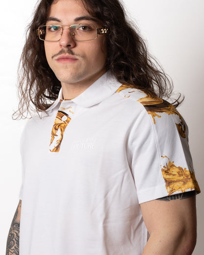 Polo Versace Jeans Couture in piquet "Barocco Wave" uomo