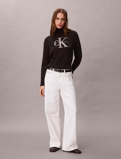 Maglia Calvin Klein dolcevita con logo in spugna donna